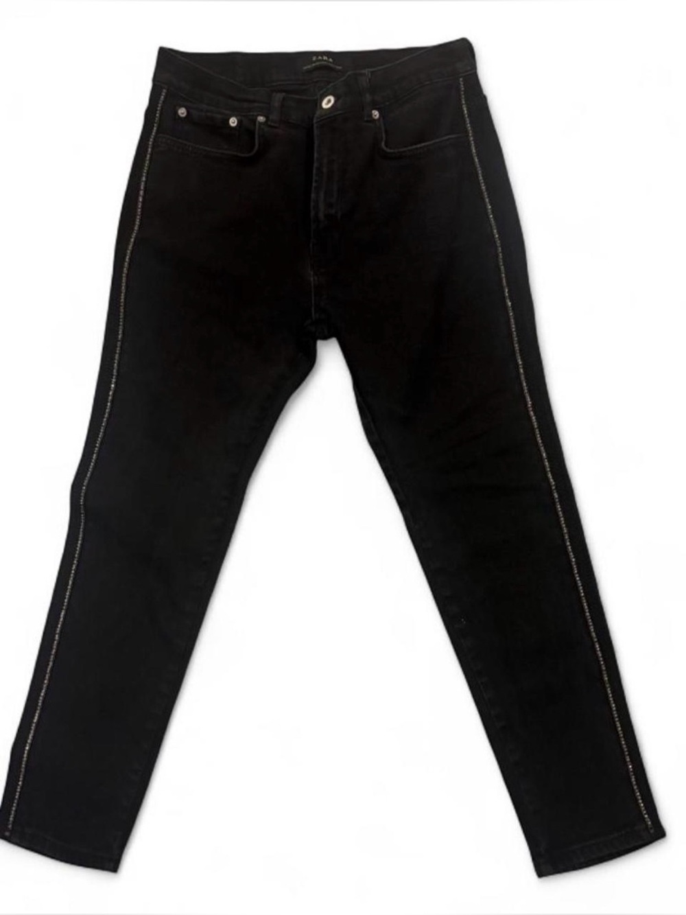 Zara Black Skinny Jeans with Side Dimond Silver Stitching